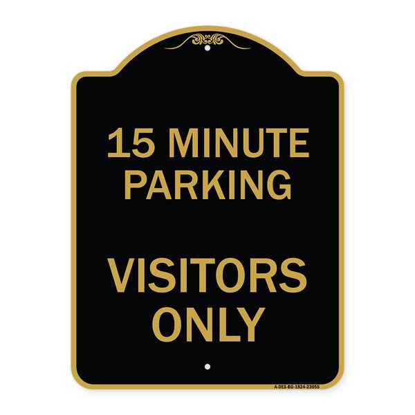 Reserved Parking 15 Minute Parking for Visitors Only, Black & Gold Architectural, BG-1824-23055